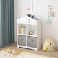 Kids Dollhouse Bookcase with Storage 2-Tier Storage Display Organizer (White/Gray)