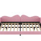 Full size Upholstered Daybed, Sherpa Fabric Sofabed with Cloud-Shaped Backrest, No Box-spring Needed, Pink