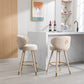 COOLMORE Counter Height Bar Stools, Set of 2 with Solid Wood Legs and 360-Degree Swivel, Beige Finish