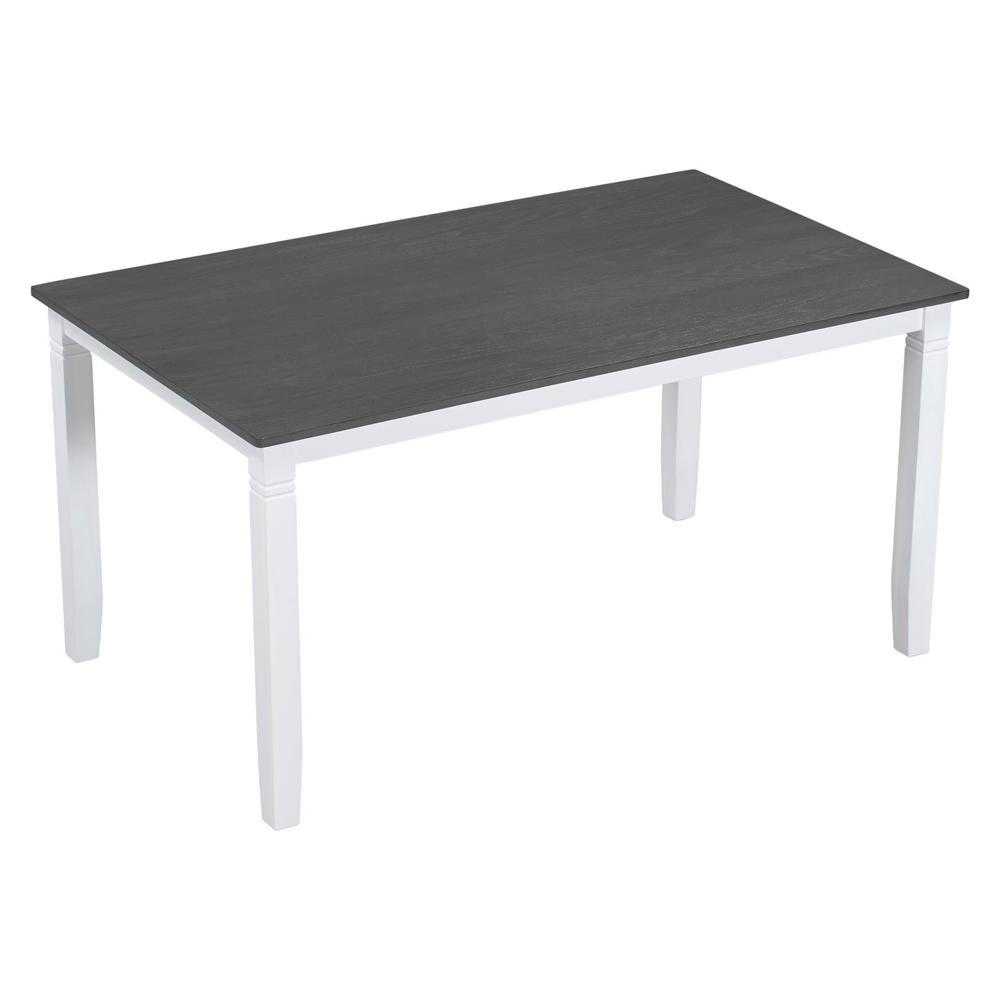 Juego de mesa de comedor de madera TOPMAX de 6 piezas con banco tapizado y 4 sillas, estilo rústico en gris y blanco