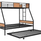 Metal Twin over Full Bunk Bed with Trundle/ Heavy-duty Sturdy Metal