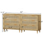 3-Drawer Rattan Storage Cabinet Set of 2, Oak Finish for Bedrooms, Living Rooms, and Hallways