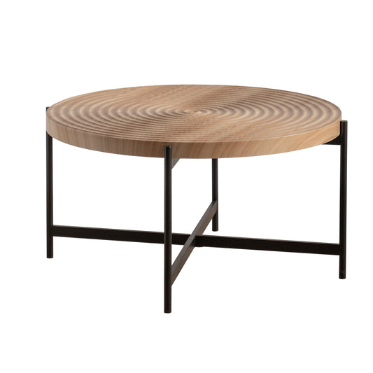 Modern Thread Design Round Coffee Table MDF Table Top with Cross Legs Metal Base