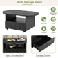 ON-TRANS flexible cream style coffee table with 2 brake wheels, drawers, large storage space,black, 39.37 '' x 23.6 ''