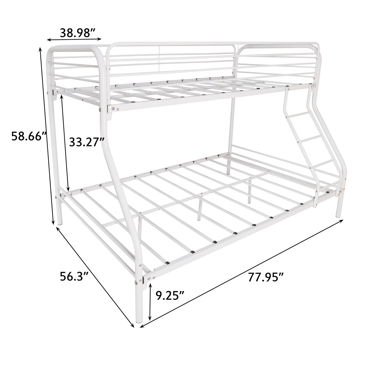 Heavy Duty Twin-Over-Full Metal Bunk Bed Easy Assembly with Enhanced Upper-Level Guardrail White