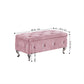 Storage Bench Flip Top Entryway Bench Seat with Safety Hinge Storage Chest with Padded Seat Pink Velet