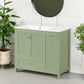 36" Bathroom Vanity with Sink, Double Door Cabinet, Large Drawer, and Flip Drawer, Green Finish