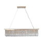 Modern Crystal Chandelier for Dining Room 8-Light Gold Rectangle Raindrop Chandelier L39.4'' x W9.8'' x H8.7'(Bulb Not Included)