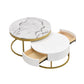 Modern Round Nesting Coffee Table with Drawers, White Finish for Living Rooms