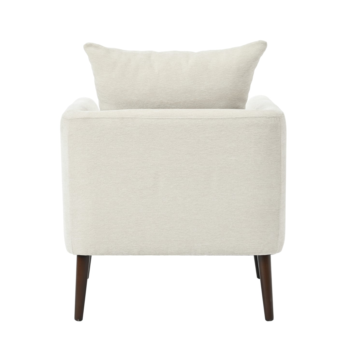 Bucket chair, Schneier accent chair, fabric armchair club chair, solid wood leg cushion armchair, lumbar pillow, beige