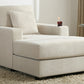 39.7" Oversized Chaise Lounger with Pillows, Charge Station, and Cup Holders, Chenille Fabric in Cream