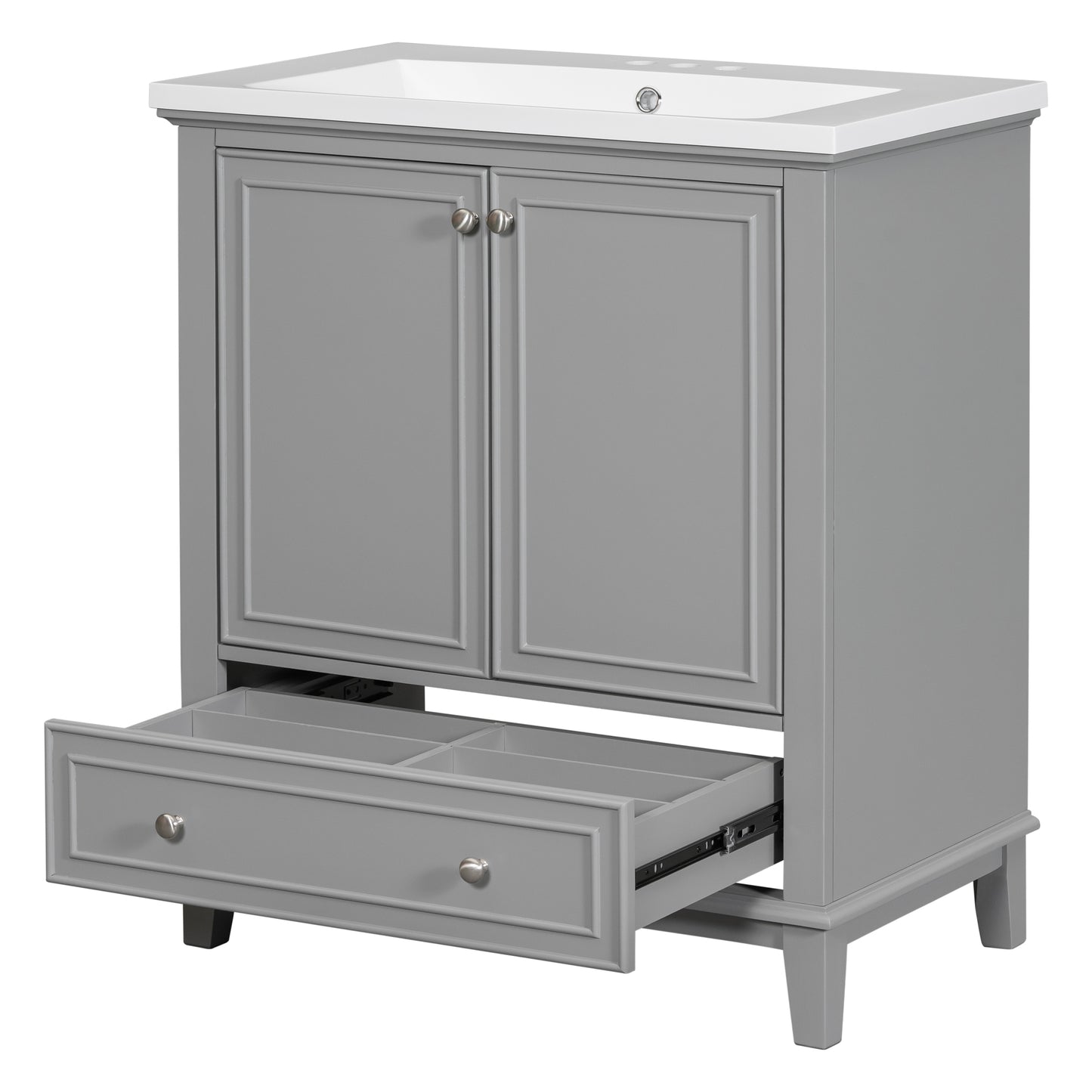 30inchgrey Bathroom Vanity with Sink ComboMulti-functional Bathroom Cabinet with Doors and Drawer Solid Frame and MDF Board