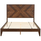 Mid-Century Modern Platform Bed Wood Slat Support with No Box Spring Needed,Queen, Walnut