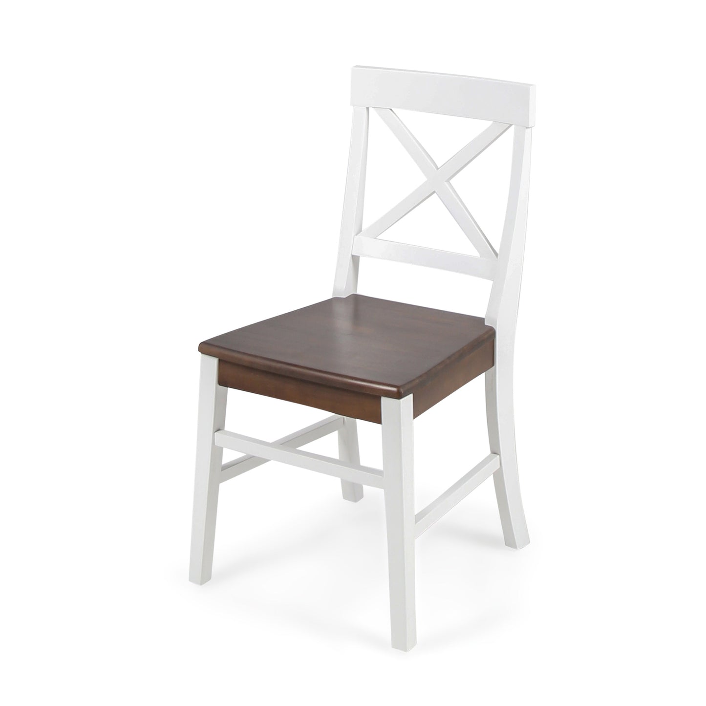 Roshan Farmhouse Acacia Wood Dining Chairs, Set of 2 in White and Walnut