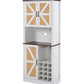 76-Inch Tall Farmhouse Kitchen Faux Rattan Wine Cabinet with Square Compartments and Shelves