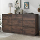 Mid-Century Modern 9-Drawer Dresser, Dark Brown Finish for Stylish Bedrooms