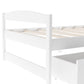 Twin size platform bed, with two drawers, white