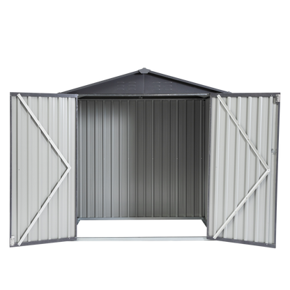 XWT014 Garden Metal Storage Shed Gray White 6x4x6ft outdoor storing tools Rainproof Hinge door version