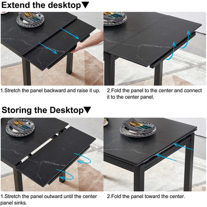 Black Ceramic Expandable Dining Table