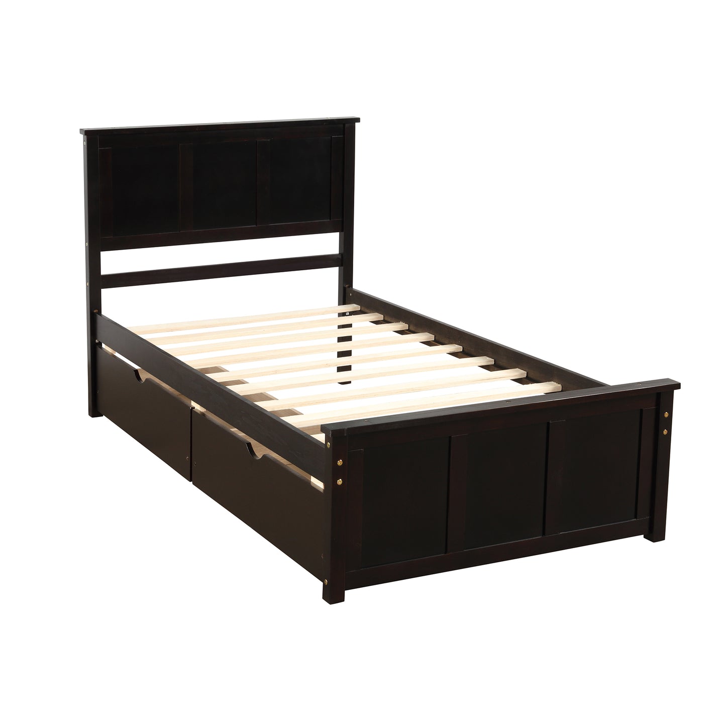 Platform Storage Bed  2 drawers with wheels  Twin Size Frame  Espresso