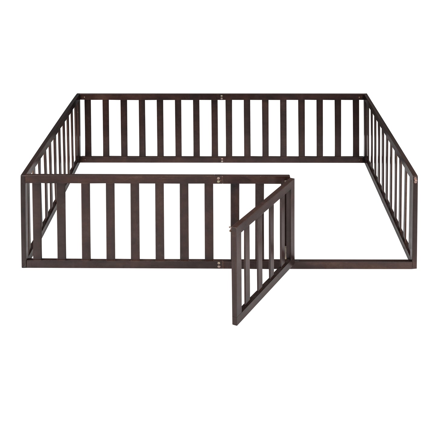 Full Size Wood Daybed Frame with Fence Walnut(OLD SKU:WF289662AAL)