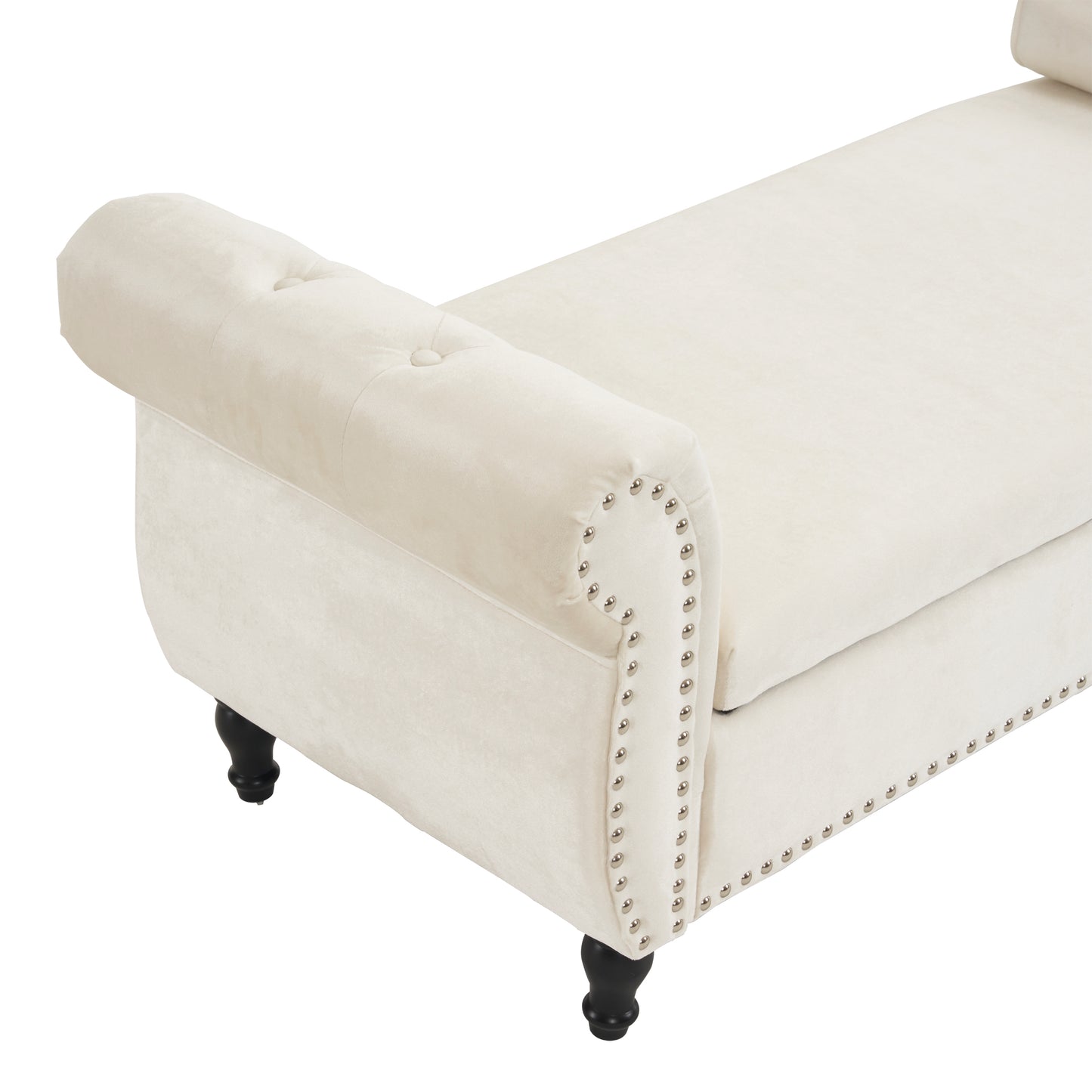 Banco otomano multifuncional de terciopelo con 1 almohada, elegante y práctico para salas de estar, color beige