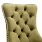 High-end Tufted Solid Wood Contemporary Velvet Upholstered Dining Chair with Wood Legs Nailhead Trim 2-Pcs Set Olive-Green