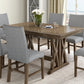 TOPMAX Mid-Century Solid Wood 7-Piece Expandable Dining Table Set with Soft Cushioned Chairs, Gold Brown and Gray