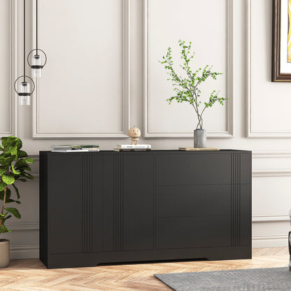 Modern kitchen buffet lockers with storage space, drawers and doors, and a large coffee bar with adjustable kitchen shelves