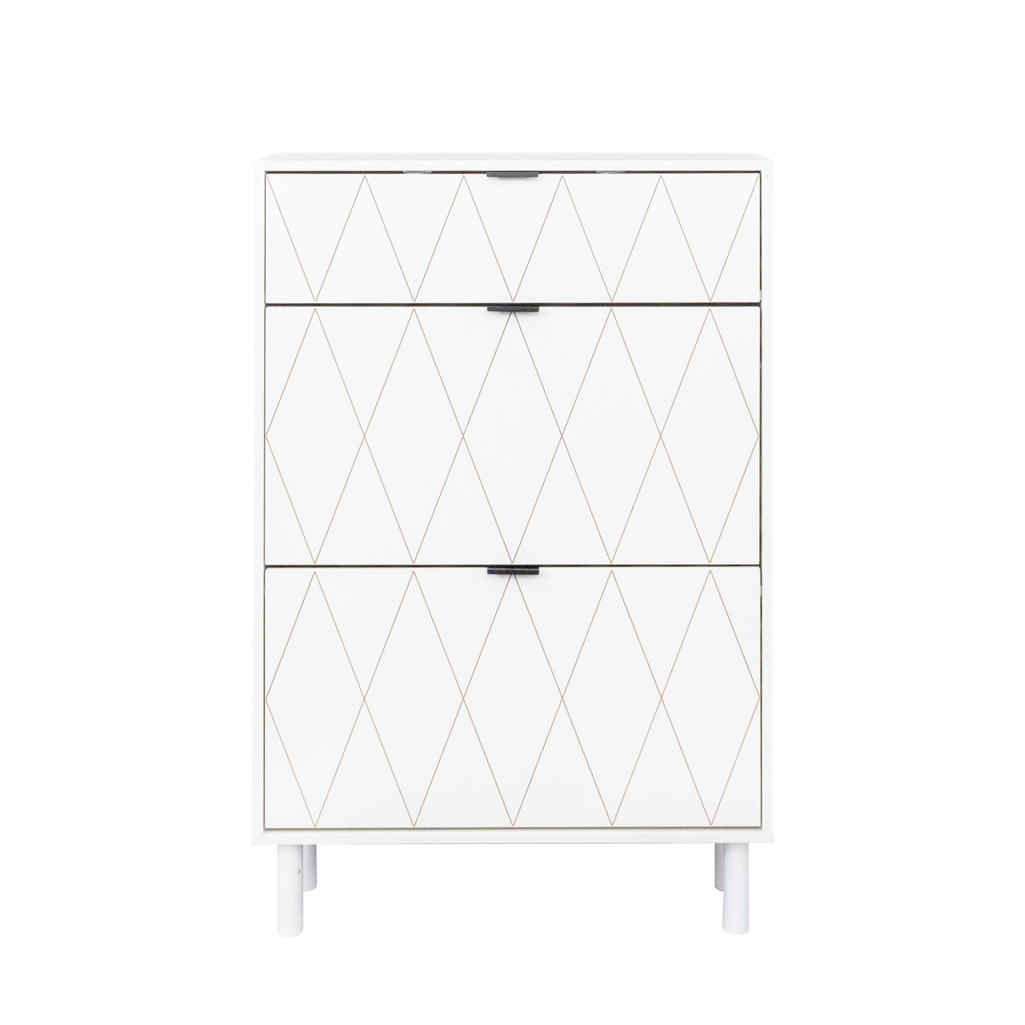 Shoe cabinet, independent flip bucket shoe cabinet with 3 flip drawers, modern shoe box (white)