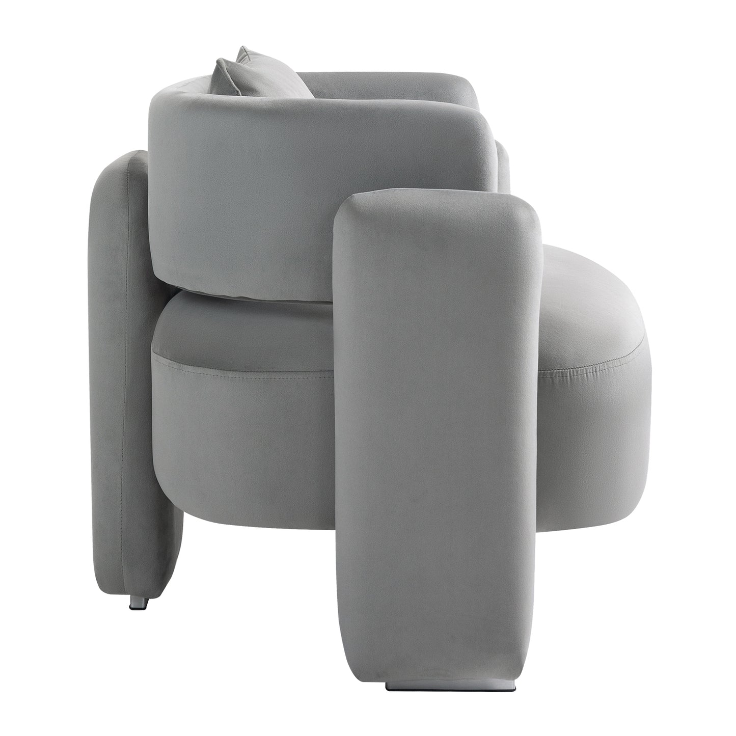 Sillón moderno de terciopelo con almohadas, cómodo sofá individual para salas de estar y dormitorios, color gris