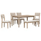 TREXM Classic 6-Piece Dining Set with Table, 4 Upholstered Chairs, and Bench, Natural Wood Wash