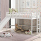 Twin Size Low Loft Bed with Ladder and Slide White