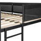 Metal double bed with casters/sturdy frame/no noise/comfortable guardrail/2 side ladders/no need for spring box