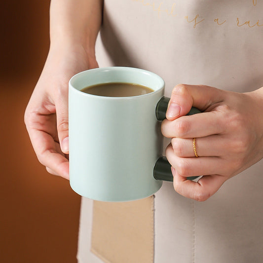 Taza de cerámica con mango grueso, taza de alto valor, taza de café nórdica creativa, taza de desayuno, taza de agua para parejas