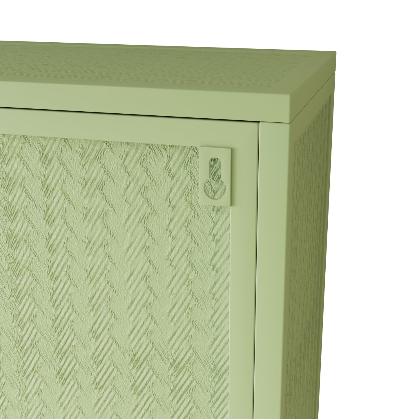 Glass Doors Modern Two-door Wall Cabinet with Featuring Three-tier Green