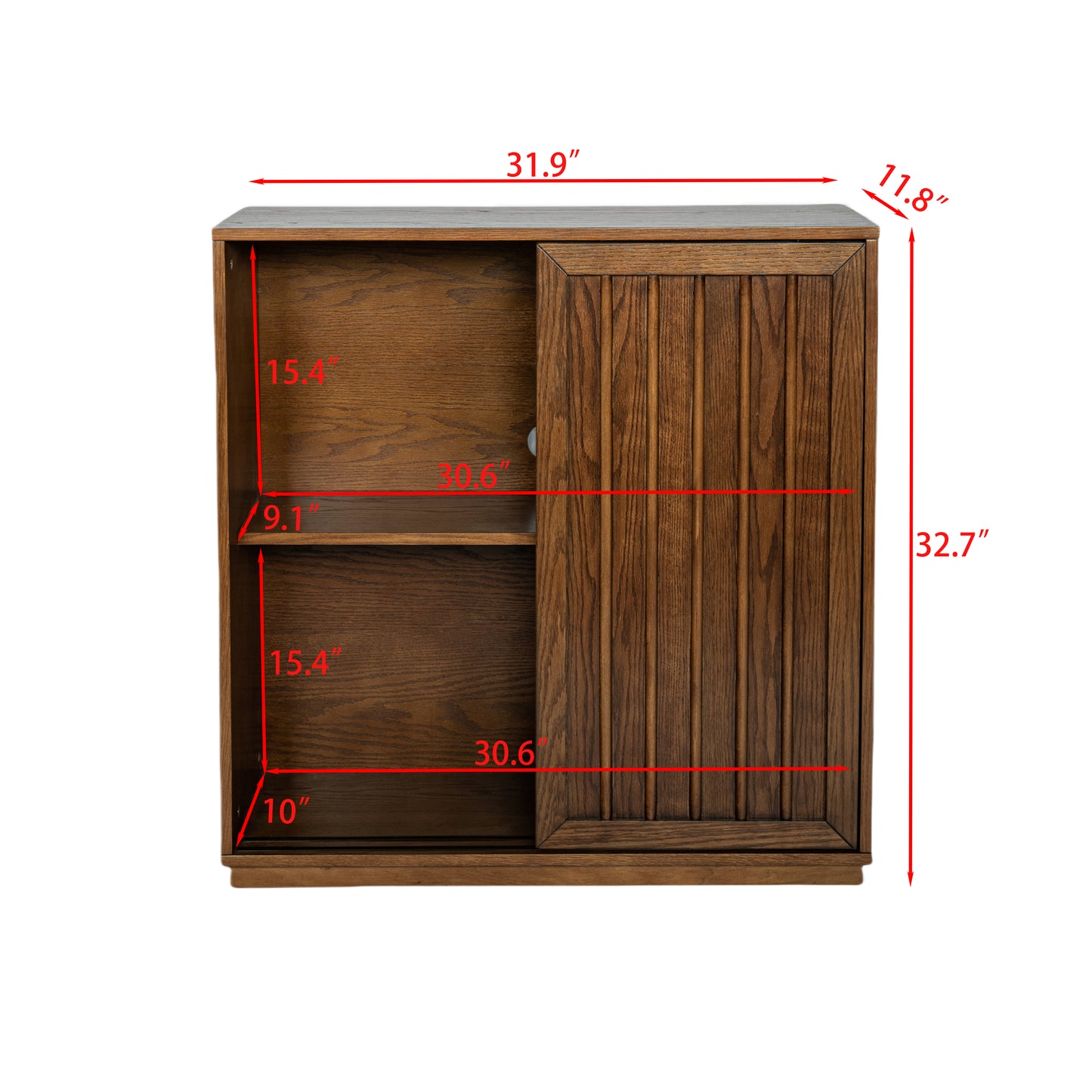 Medieval Side Panel with 2 Sliding Doors and Solid Wood Decorative Strips, Storage Cabinet Design