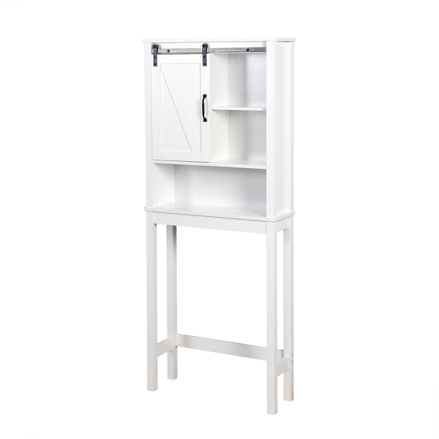 Over-the-Toilet Storage Cabinet, Space-Saving Bathroom Cabinet, with Adjustable Shelves and A Barn Door 27.16 x 9.06 x 67 inch