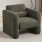 Modern Chair with Sheepskin Sherpa Fabric, Soft Cushion Armchair in Seaweed Green for Living Rooms