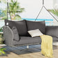 2-Person Hanging Seat, Rattan Woven Swing Chair, Porch Swing With Ropes, Gray Wicker And Cushion