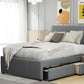 Linen Upholstered Platform Bed With Headboard and Two Drawers Full