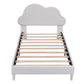 Twin Size Upholstered Cloud-Shape Bed ,Velvet Platform Bed with Headboard,No Box-spring Needed,Beige