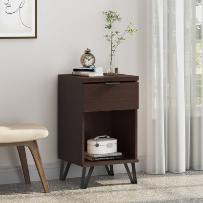 Walnut Tall End Table, Elegant and Functional Design for Living Rooms and Bedrooms