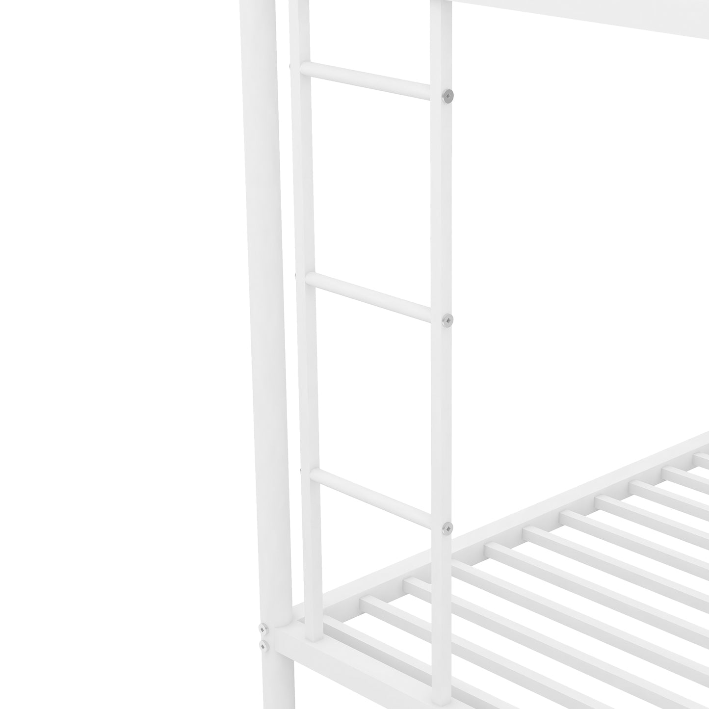 Twin over Full Bed with Sturdy Steel Frame Bunk Bed with Twin Size Trundle  Two-Side Ladders  White