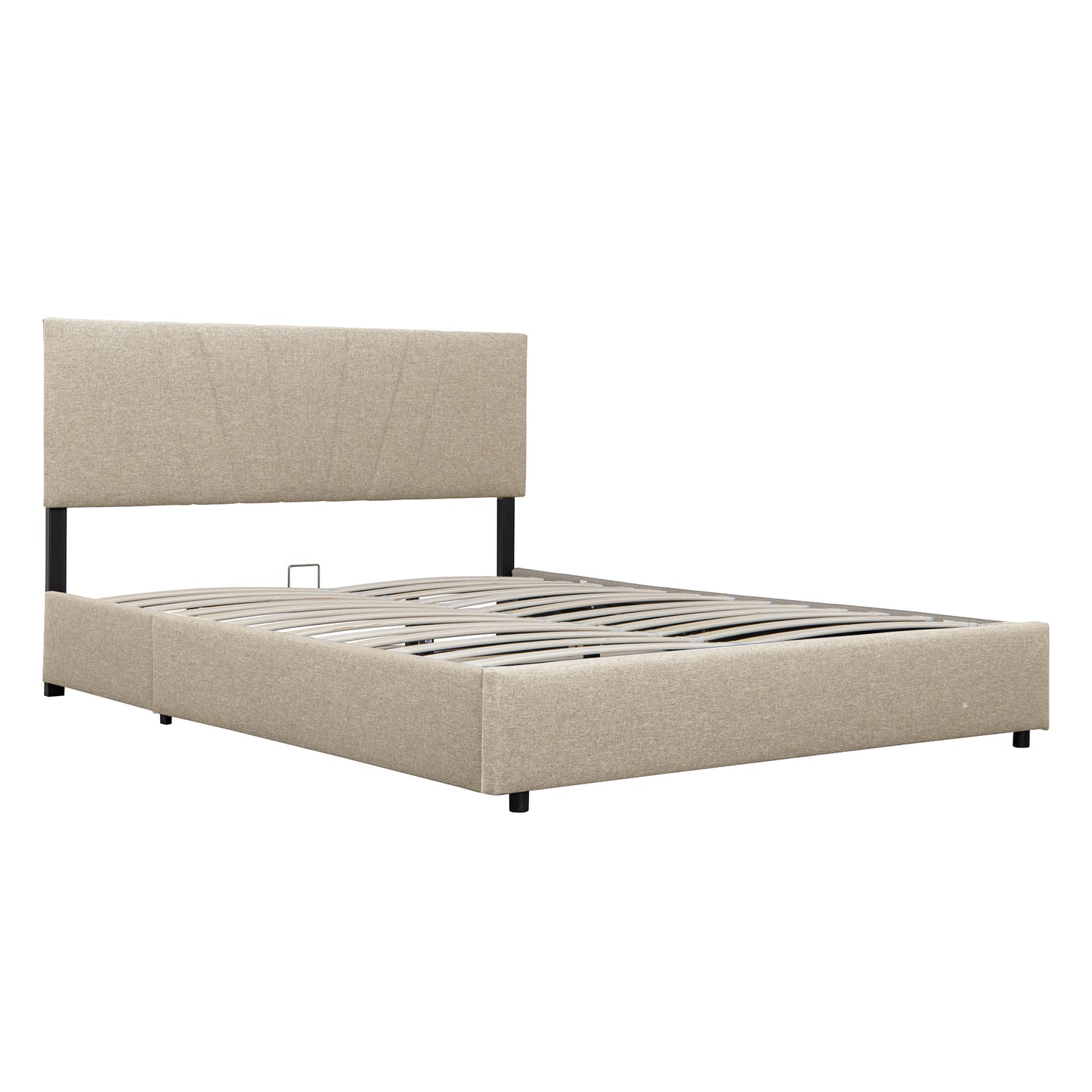 Full Upholstered Platform Bed with Lifting Storage Full Size Bed Frame with Storage and Tufted Headboard