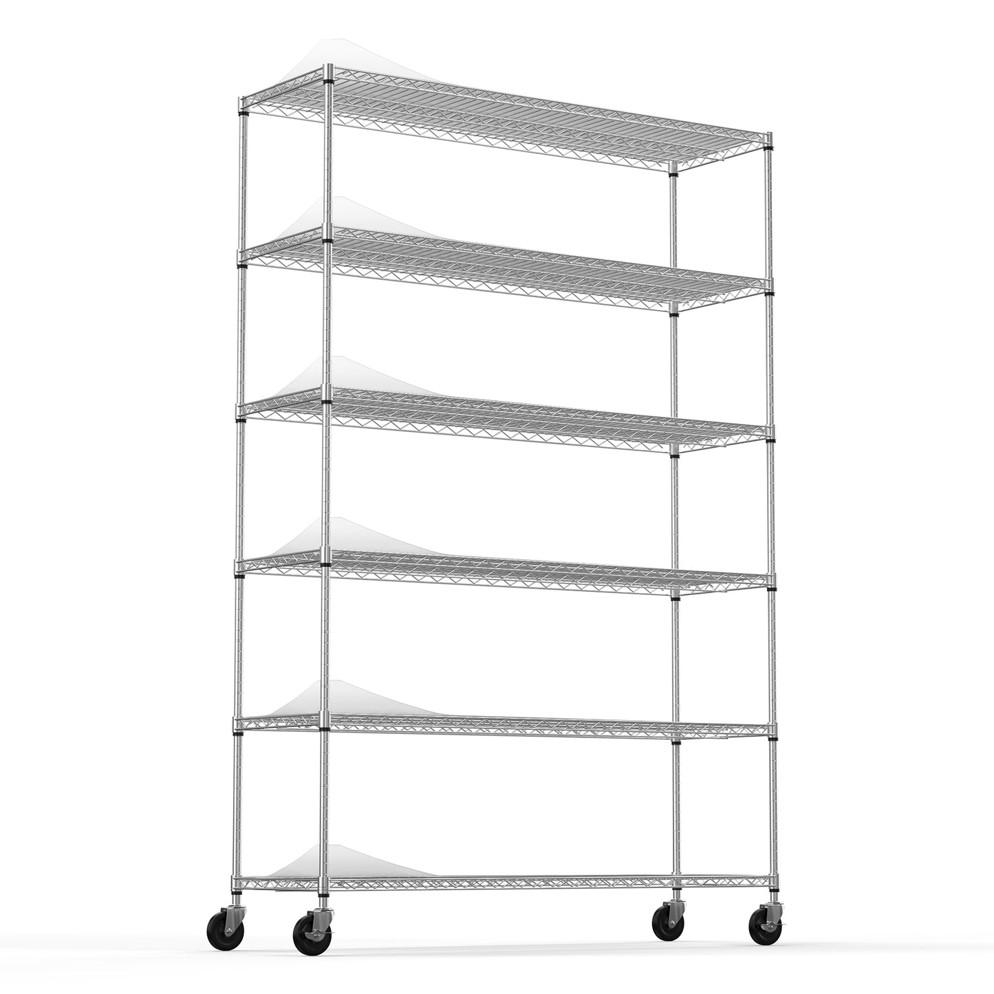 6-Tier Wire Shelving Unit, 6000 LBS Capacity, NSF-Approved Adjustable Metal Garage Storage Shelves with Wheels