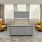 Platform Bed with Twin Size Trundle, Twin Size Frame in Gray Finish