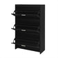 U-Can Shoe Storage Cabinet for Entryway with 3 Flip Drawers, Modern Shoe Organizer Cabinet, Free Standing Shoe Rack Black