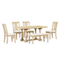 Traditional 6-Piece Trestle Extendable Dining Table Set with Removable Leaf, Padded Chairs, and Bench, Natural Finish