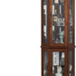 Corner Curio Cabinet with Adjustable Tempered Glass Shelves, Mirror Back Panel, Walnut Wood Finish